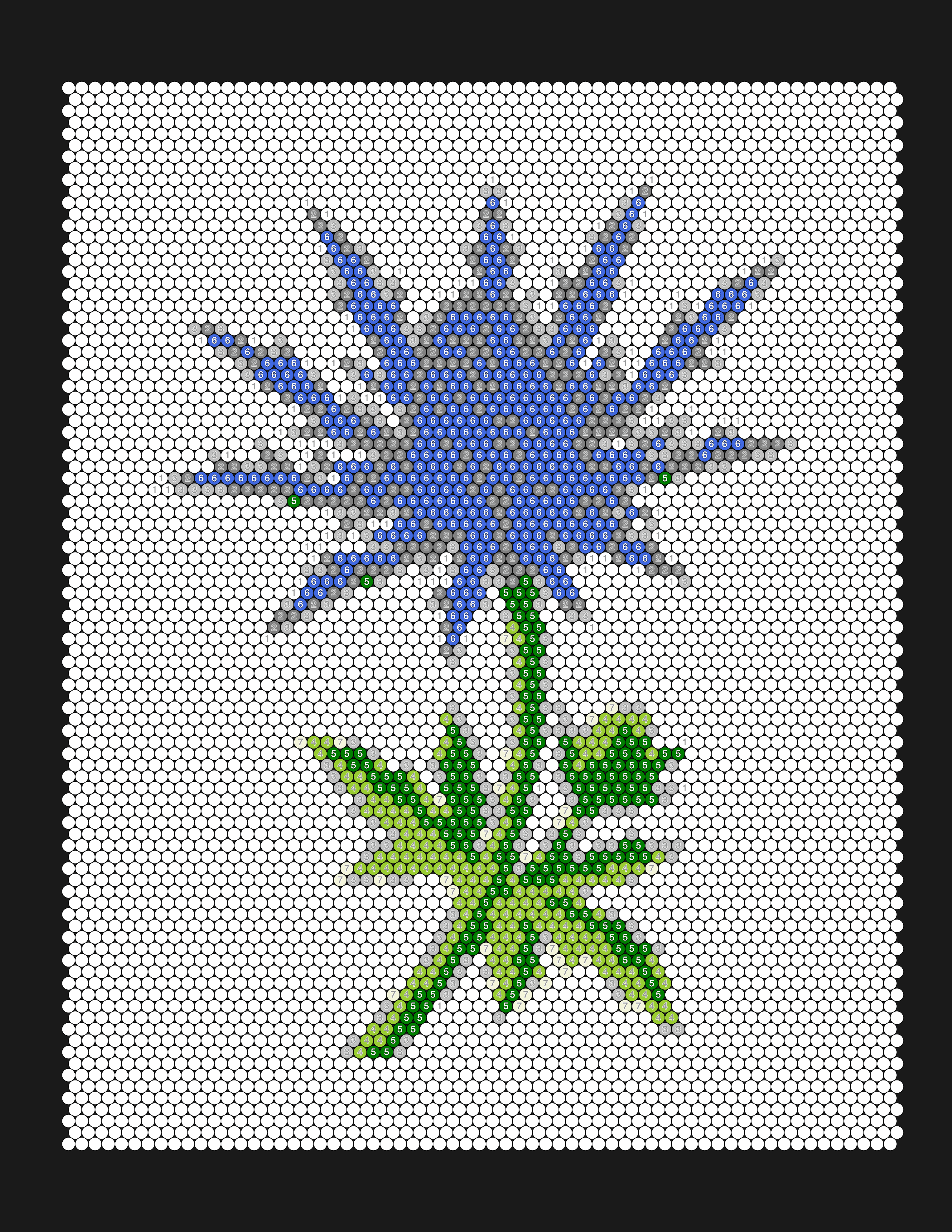 Flower photo converted into a color-by-number coloring page