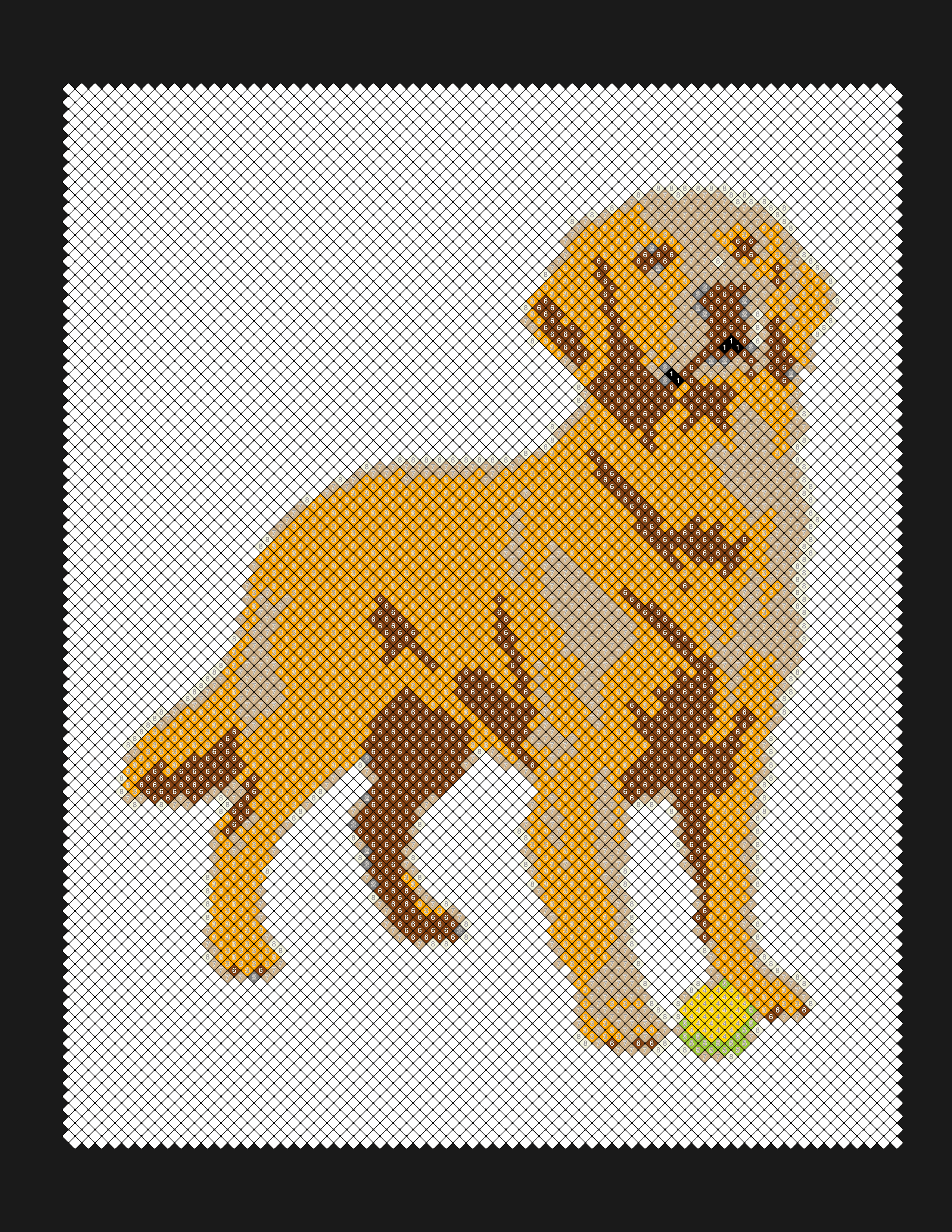 Pet photo converted into a color-by-number coloring page