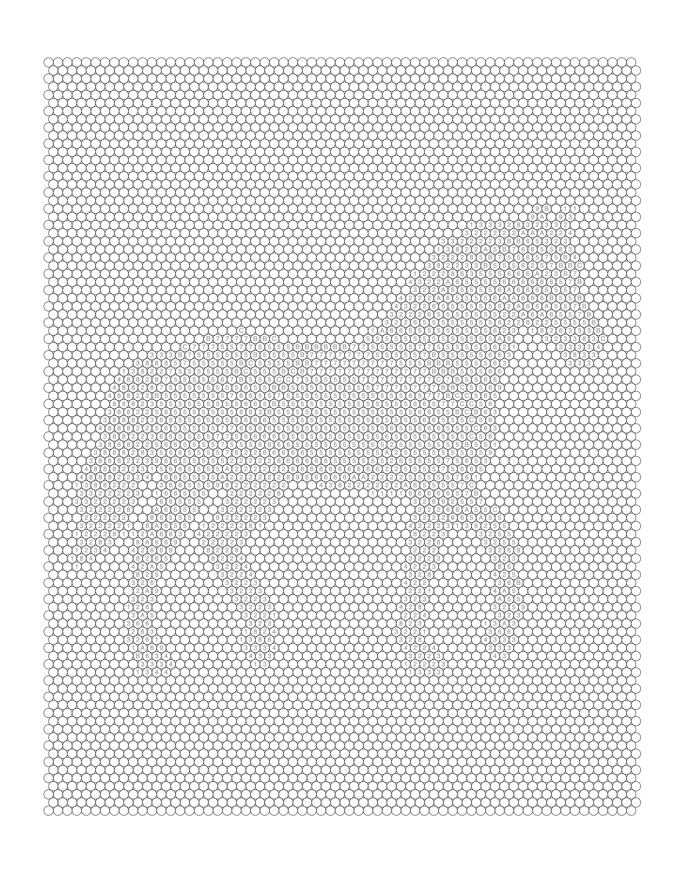 Blank Circle coloring page grid — empty numbered cells ready to fill in