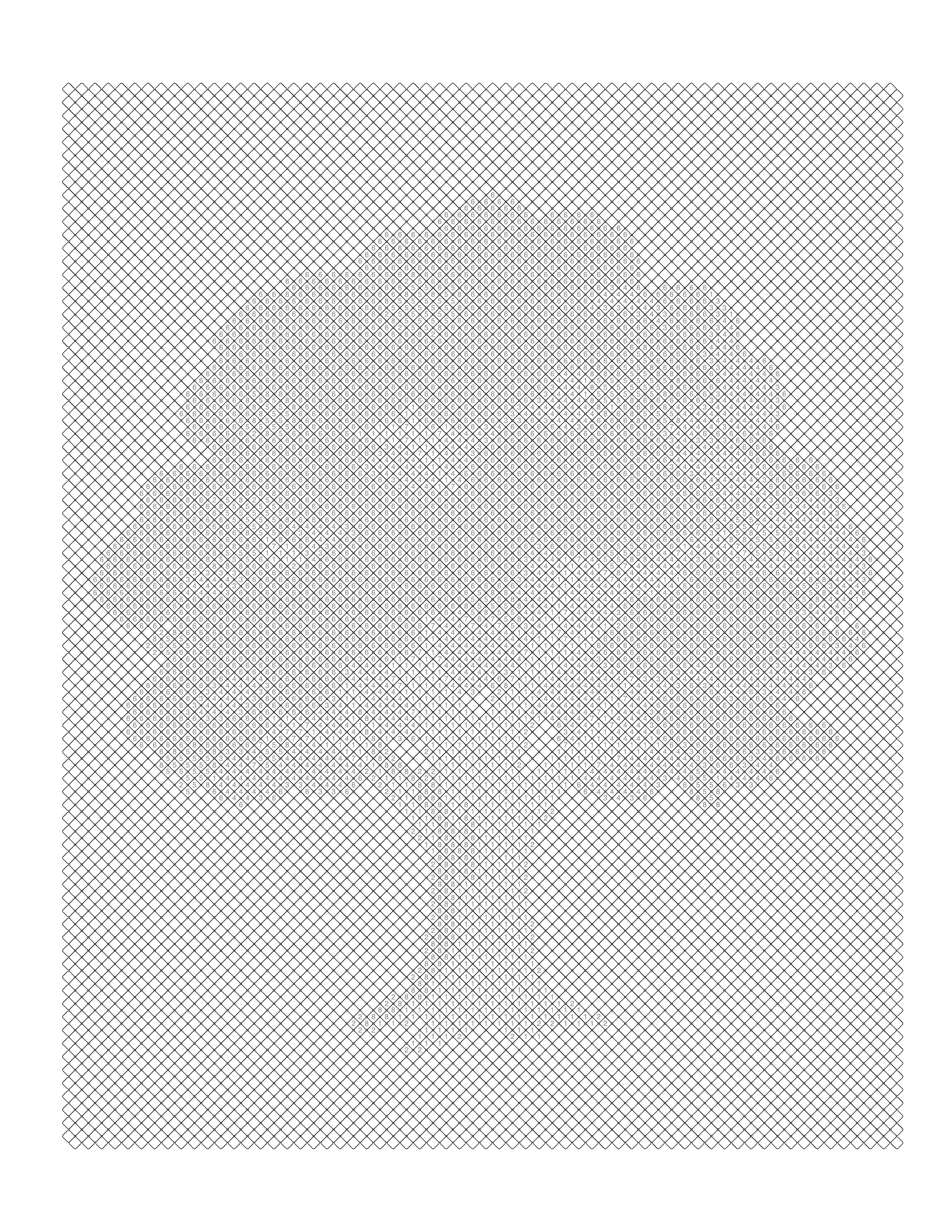 Blank Diamond coloring page grid — empty numbered cells ready to fill in