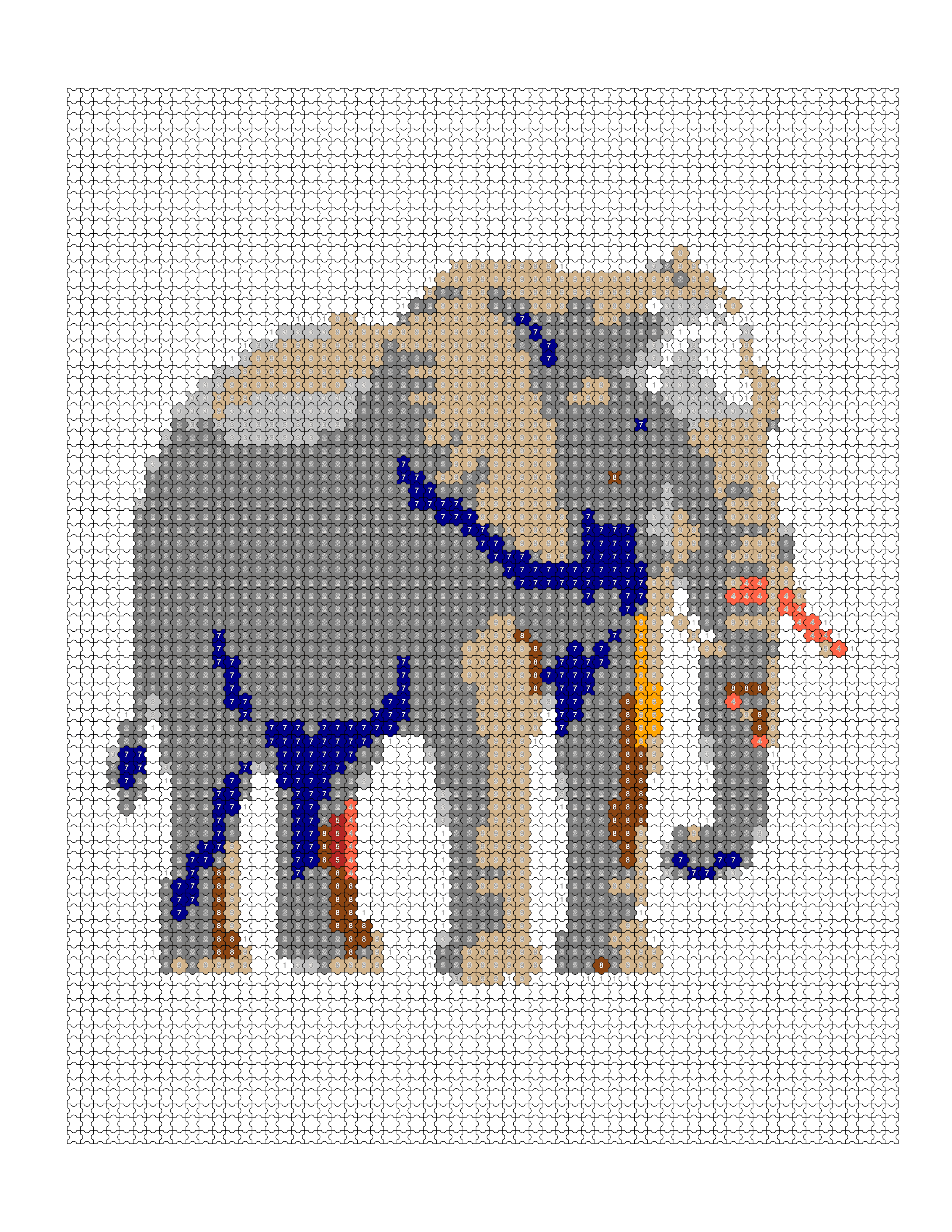 Horse photo converted into a completed Puzzle Color-by-Number coloring page