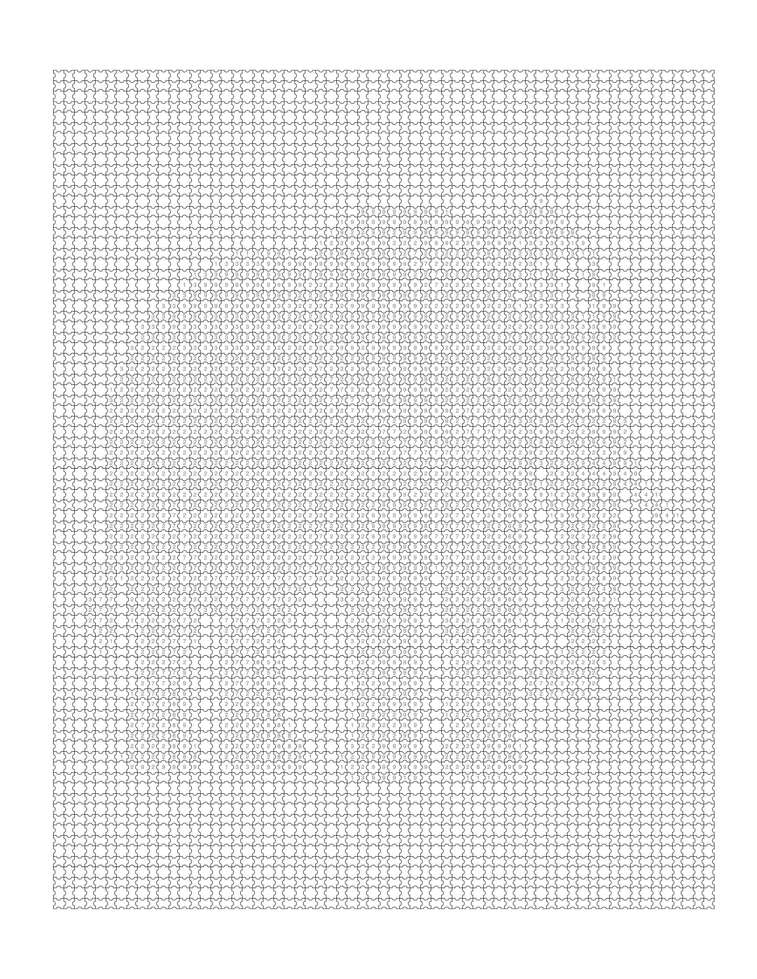 Blank Puzzle coloring page grid — empty numbered cells ready to fill in