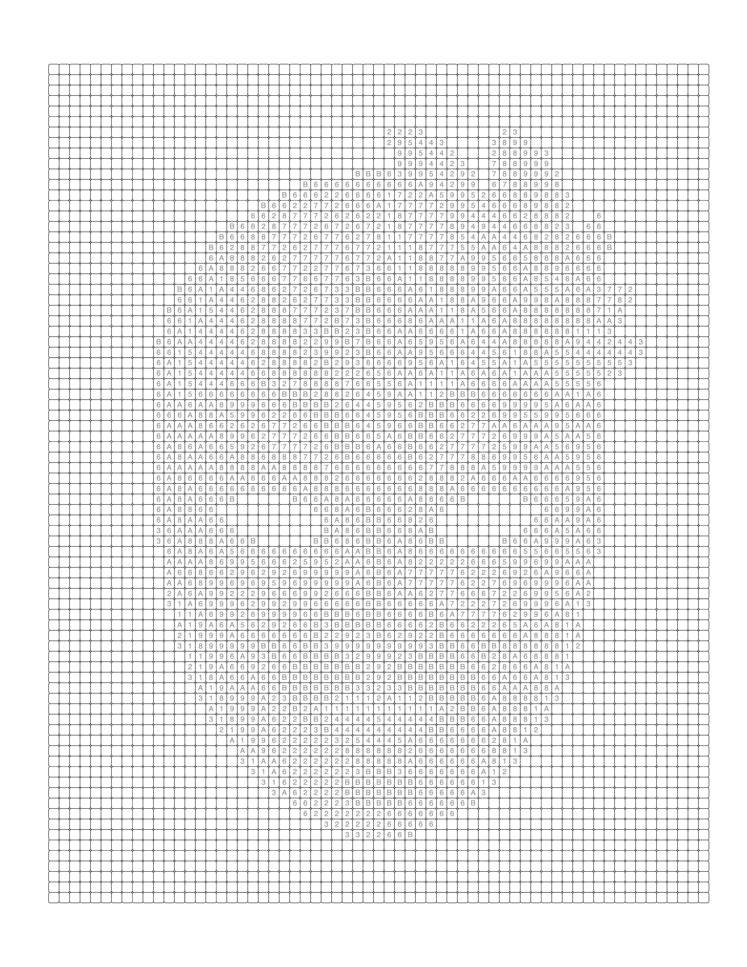 Blank Square coloring page grid — empty numbered cells ready to fill in