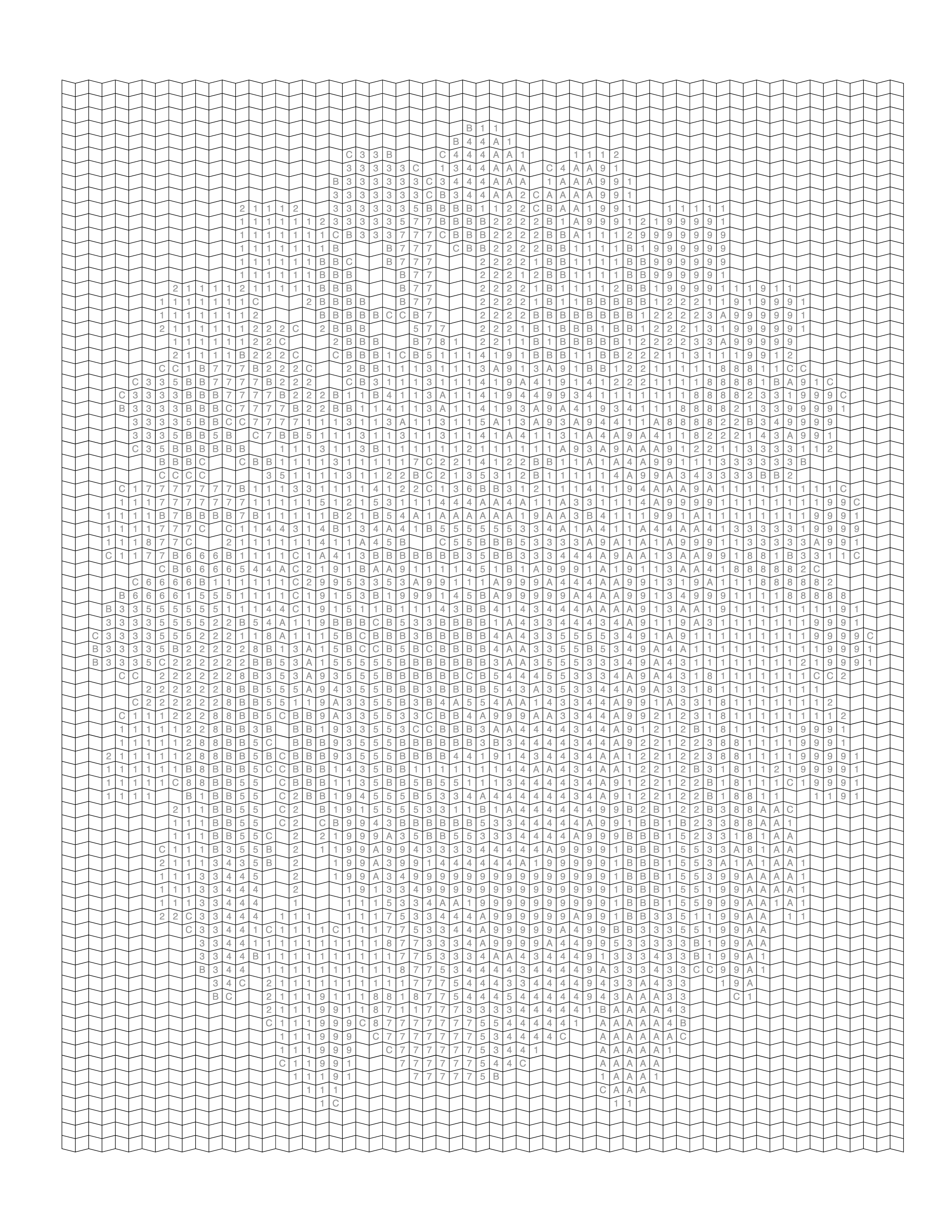 Blank Trapezoid coloring page grid — empty numbered cells ready to fill in