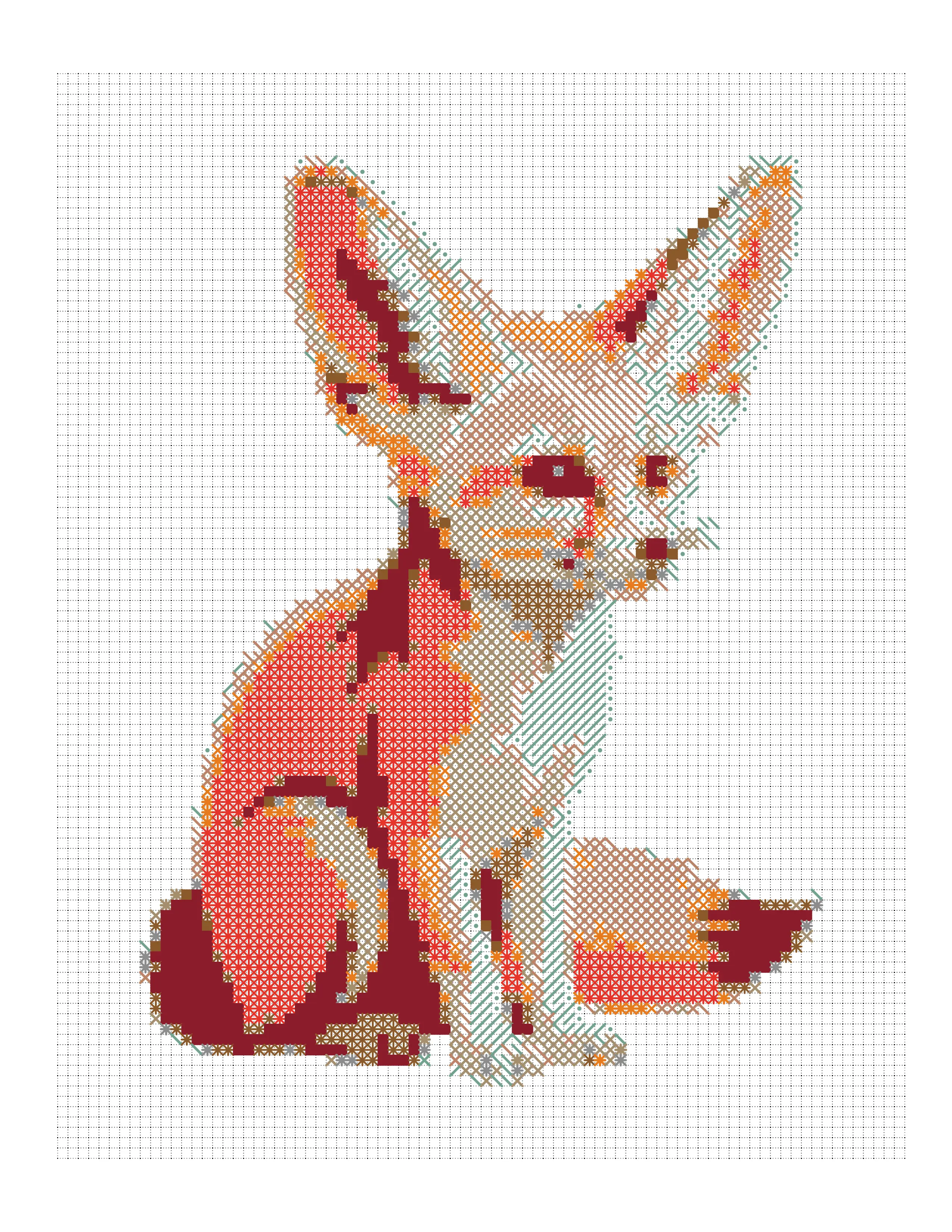 Fennec Fox colored-marks page with each mark drawn in its own color