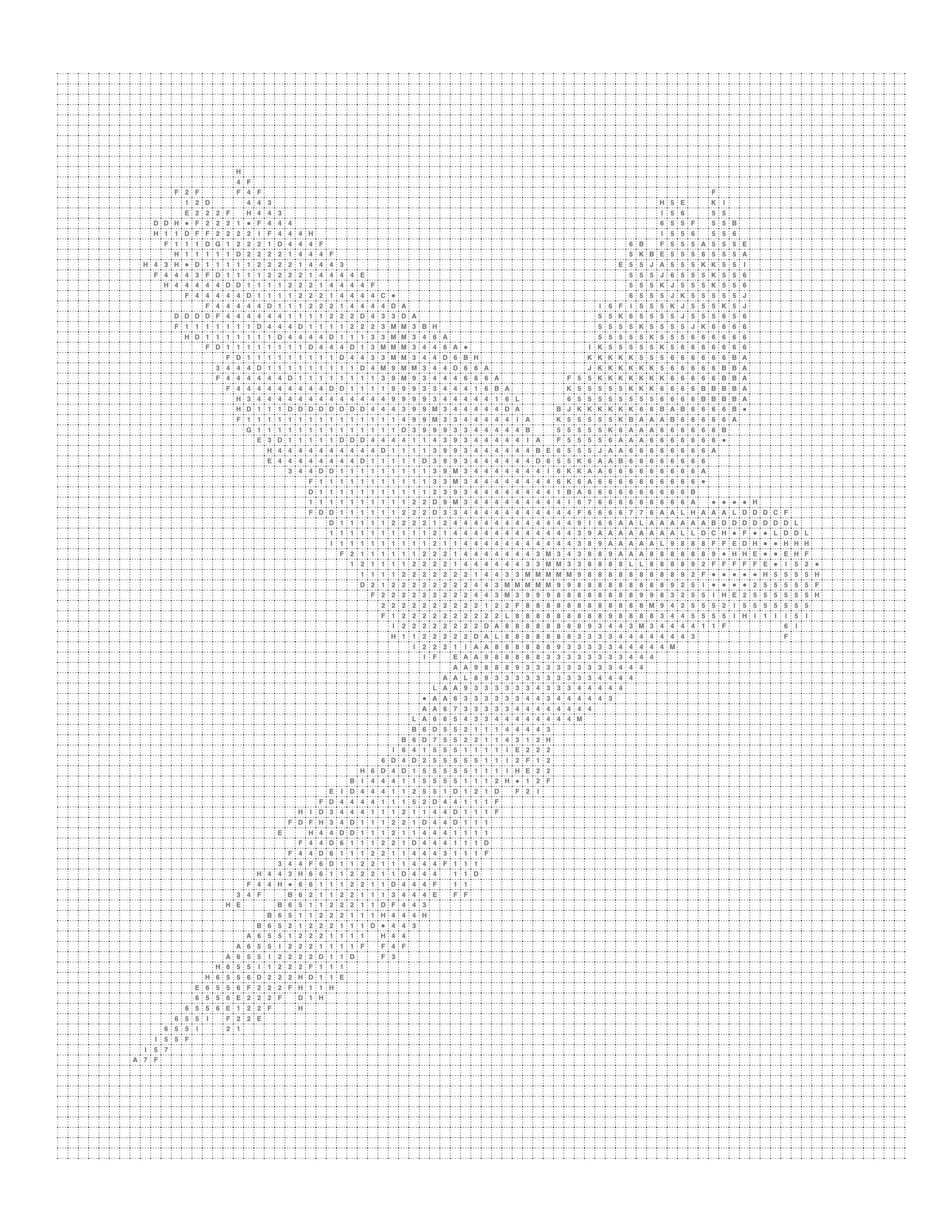 Printable macaw mark page with the grid and codes, ready to color