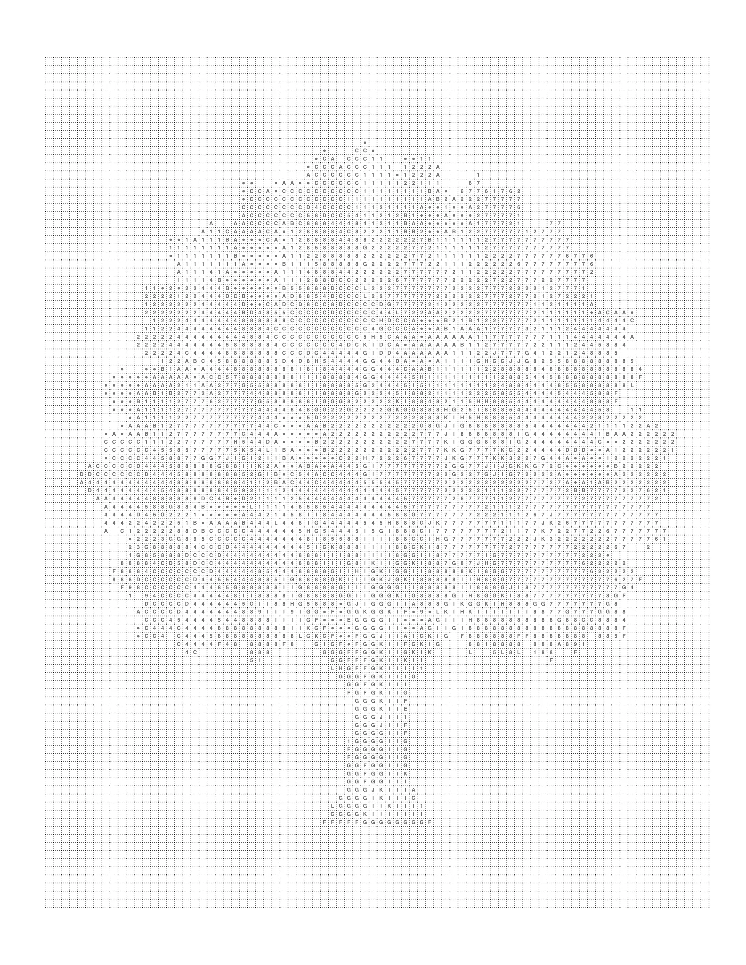 Printable blossom tree mark page with the grid and codes, ready to color