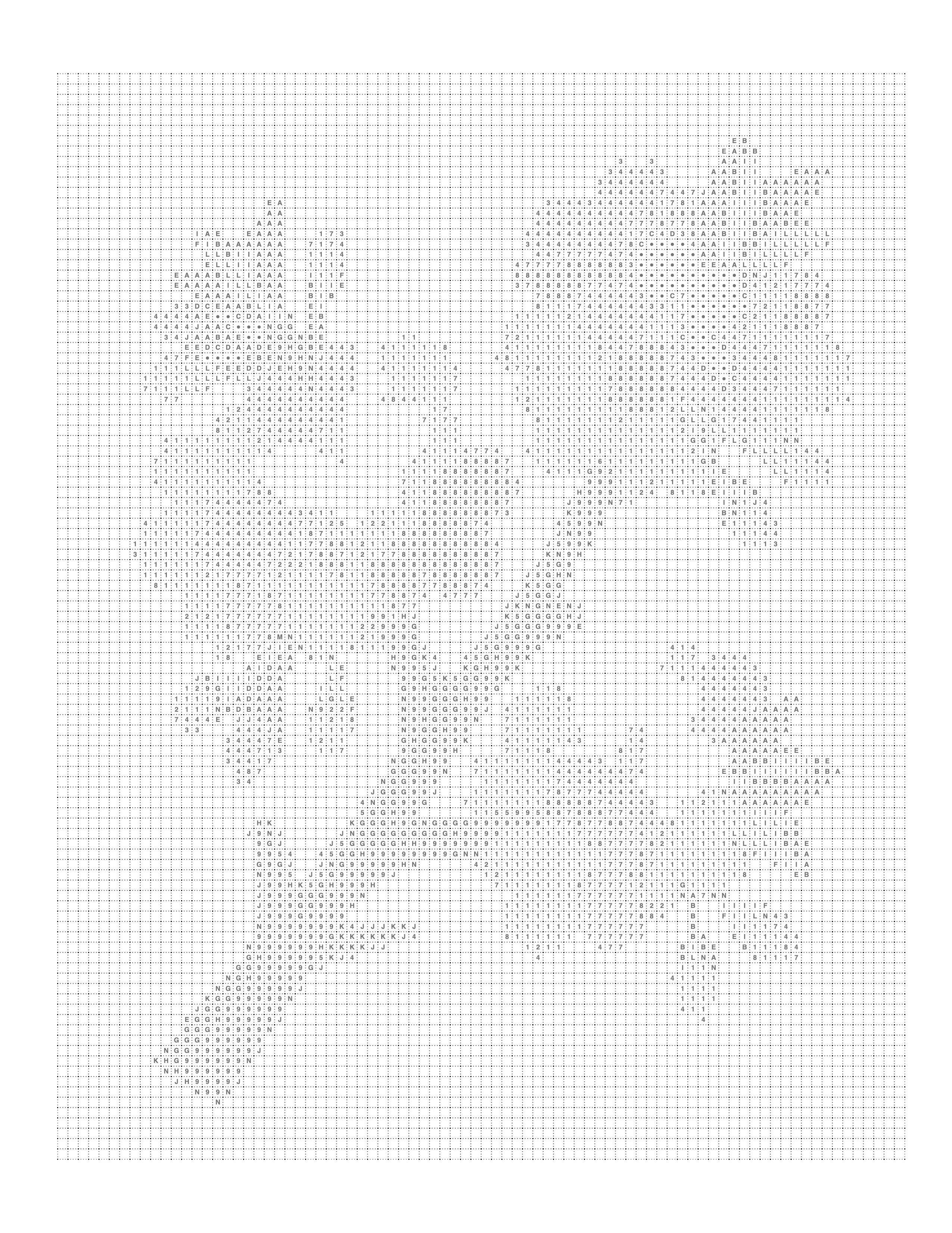 Printable cherry blossom branch mark page with the grid and codes, ready to color
