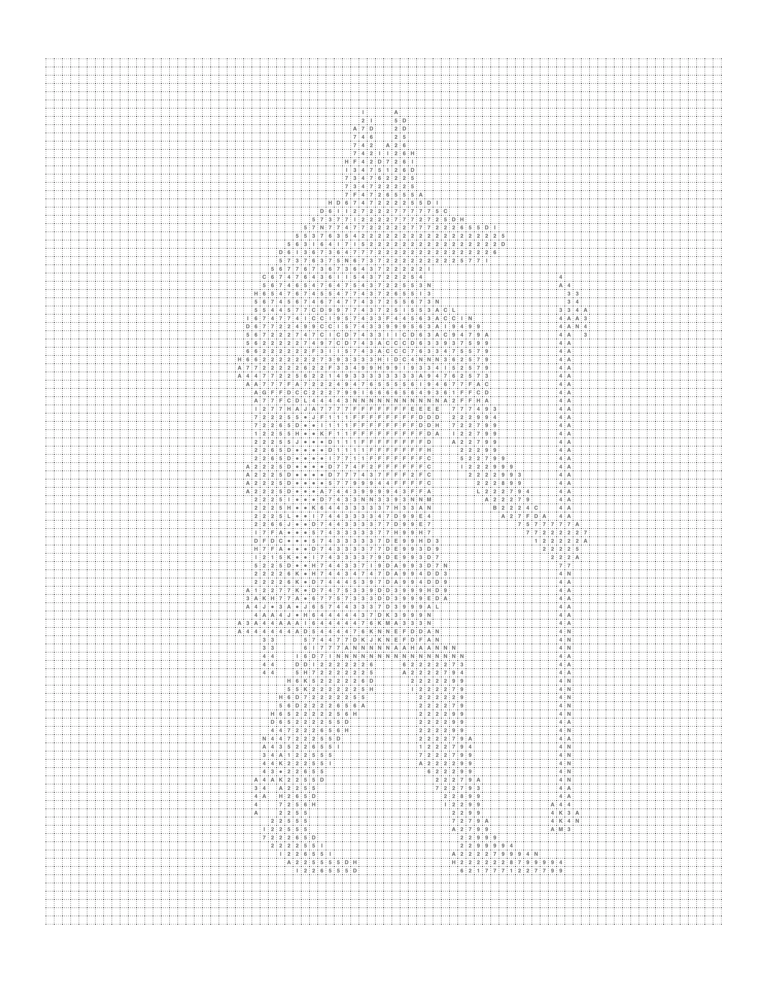 Printable anubis mark page with the grid and codes, ready to color