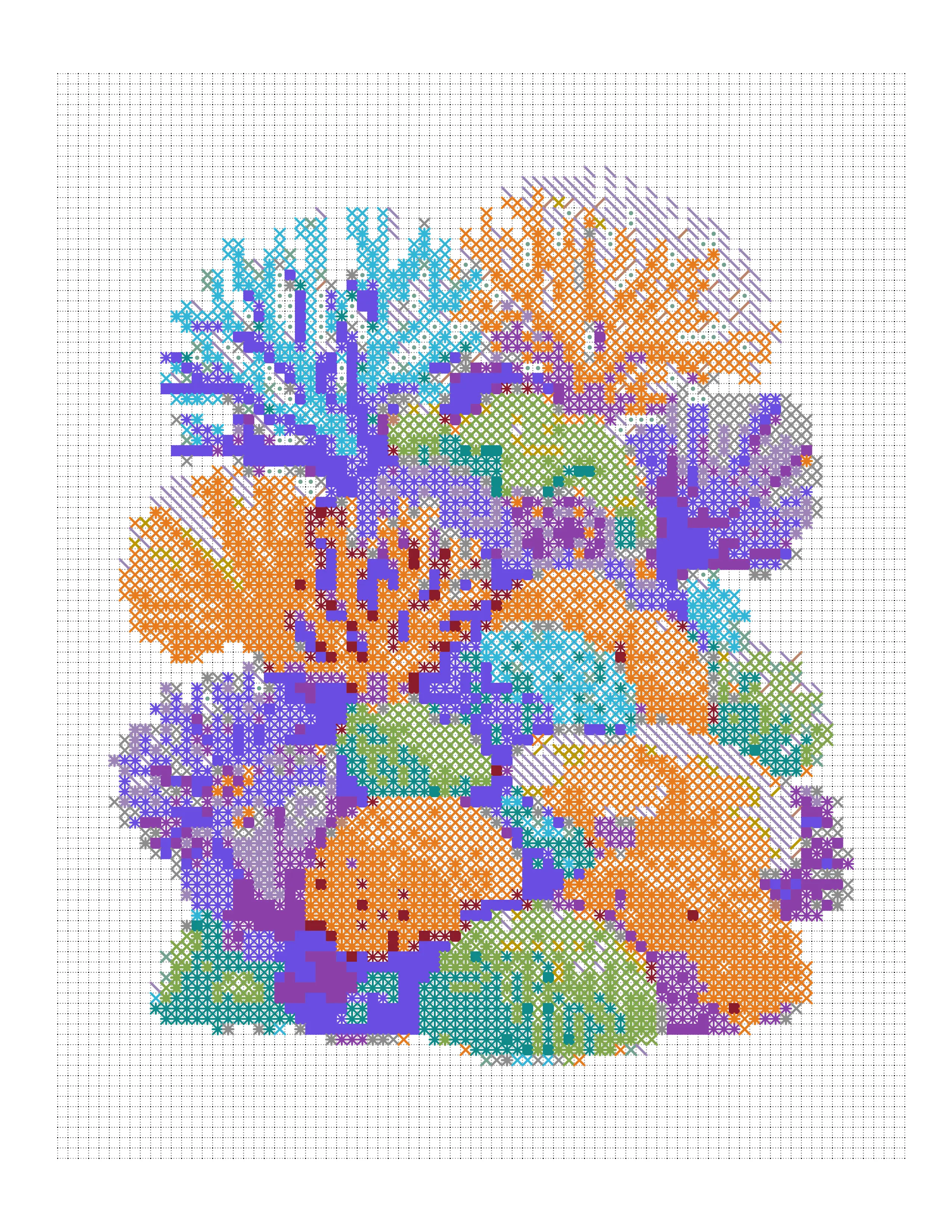 Coral Reef colored-marks page with each mark drawn in its own color