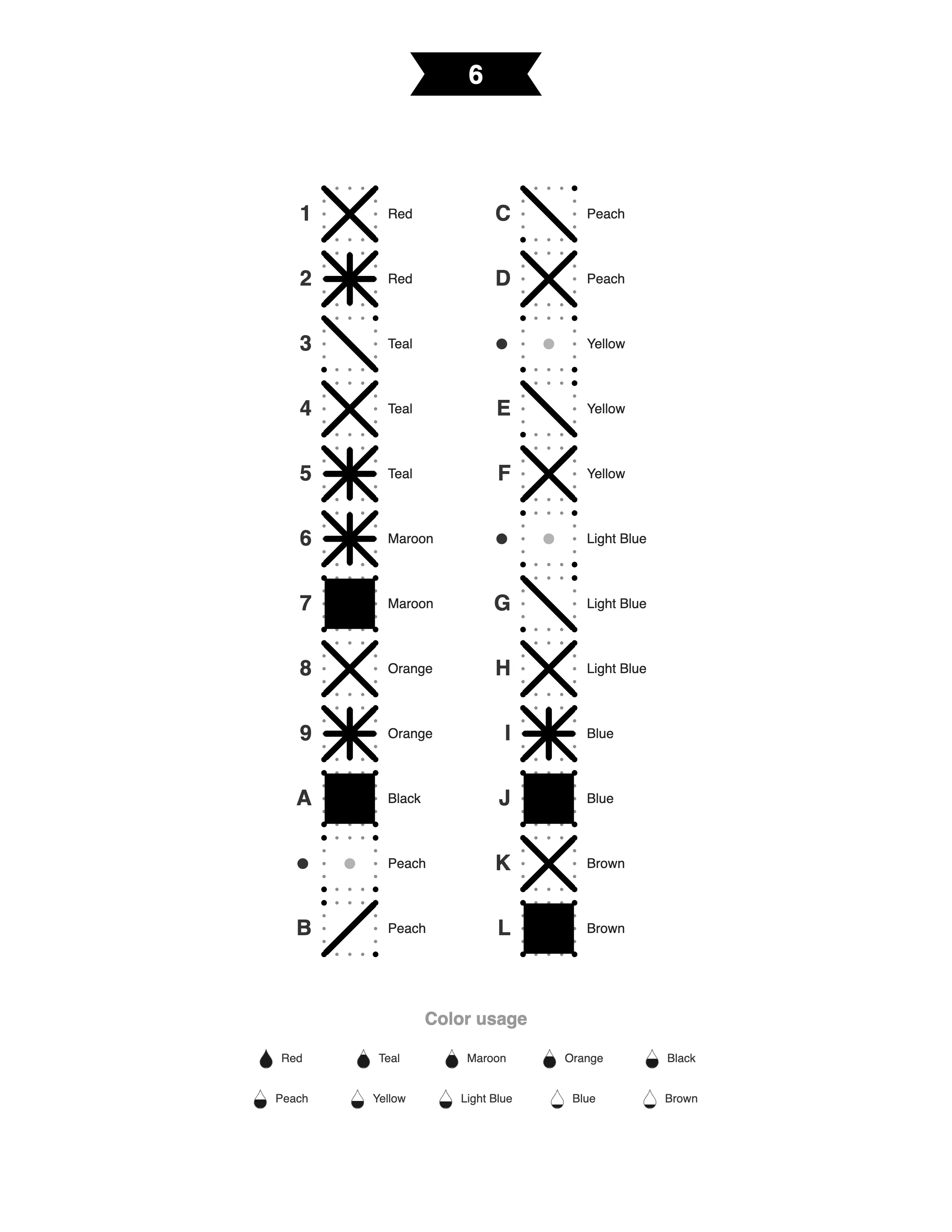 Headwrap Portrait mark key listing each symbol and its color