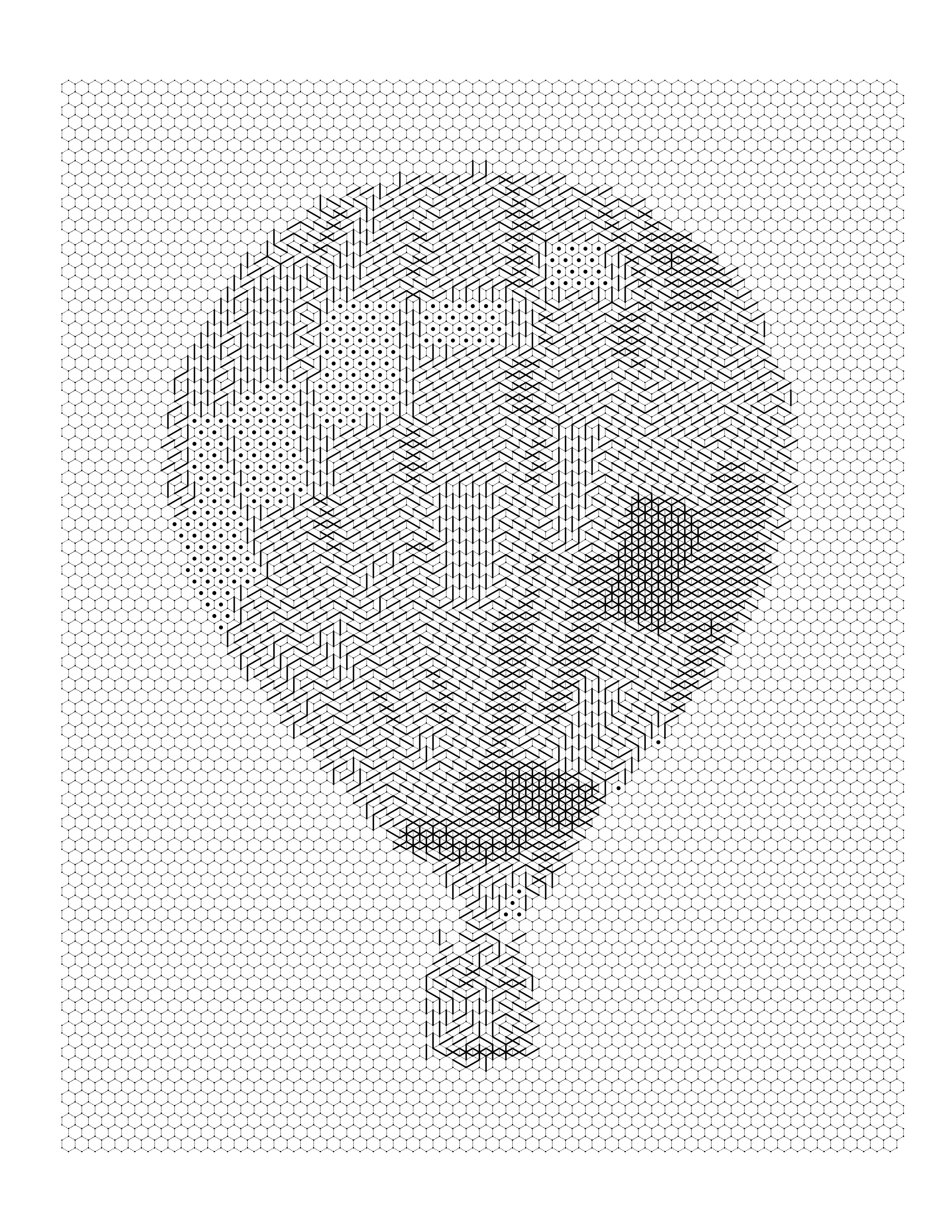Completed hot air balloon square-pattern monochrome color by number