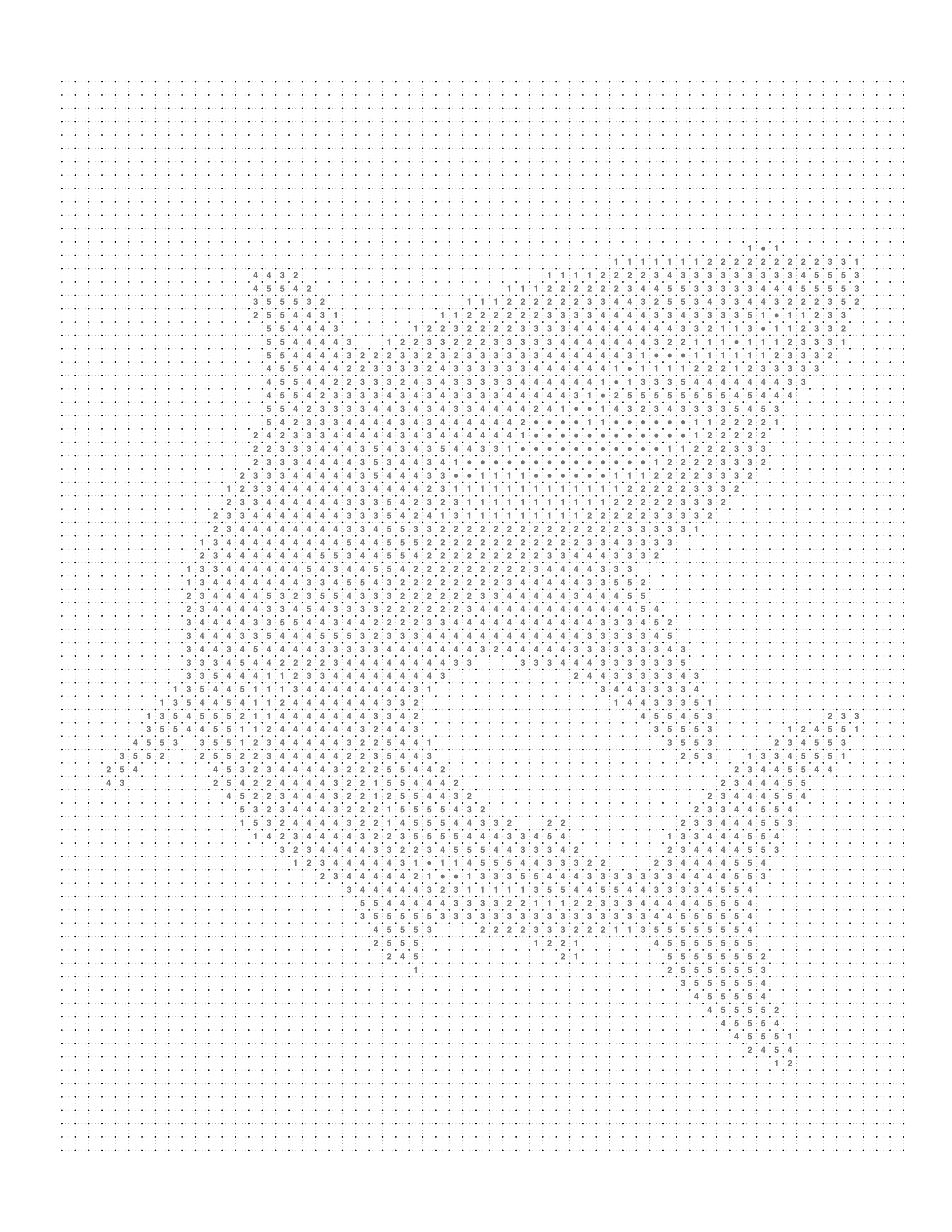 Shark monochrome color by number — blank numbered grid