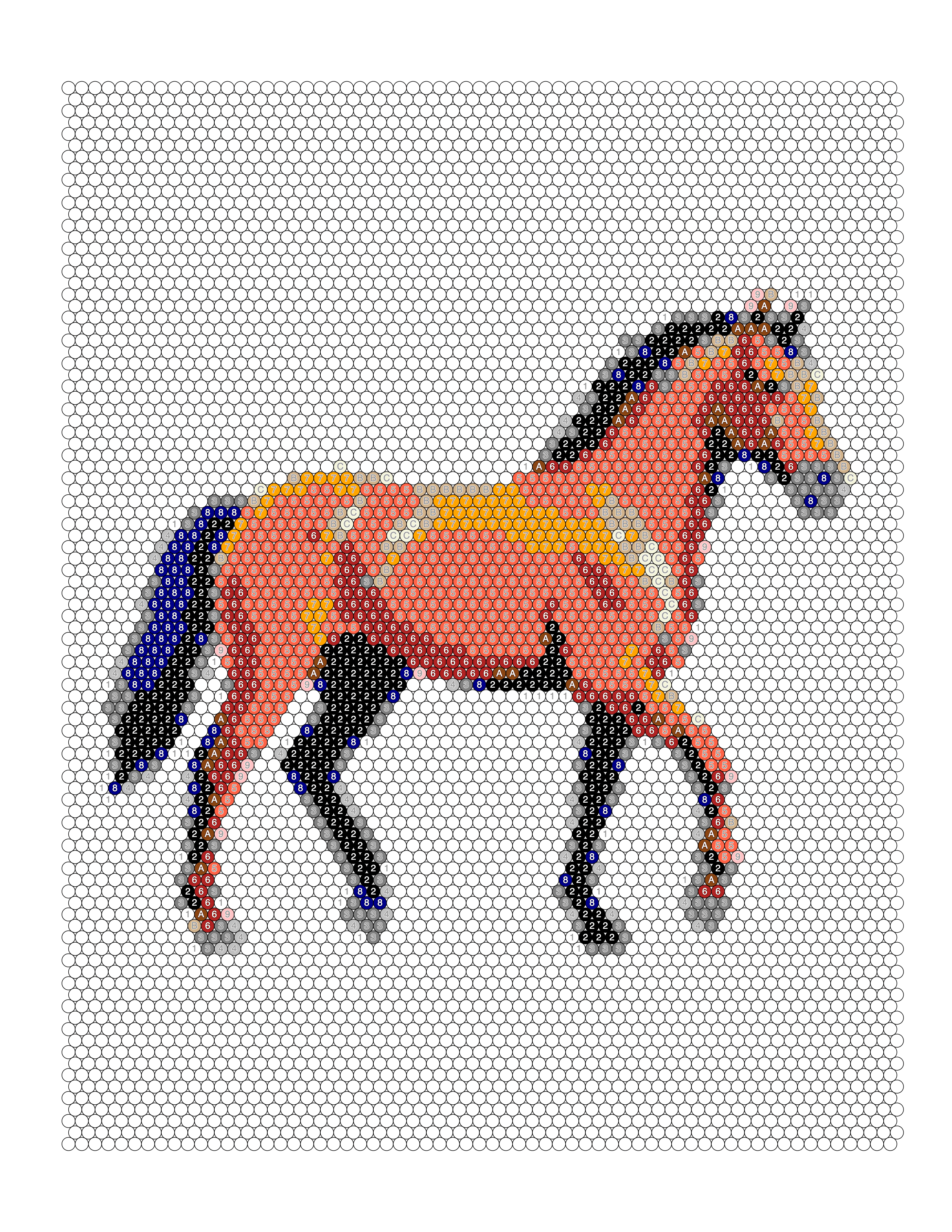 Horse photo converted into a Circle-pattern Color-by-Number coloring page