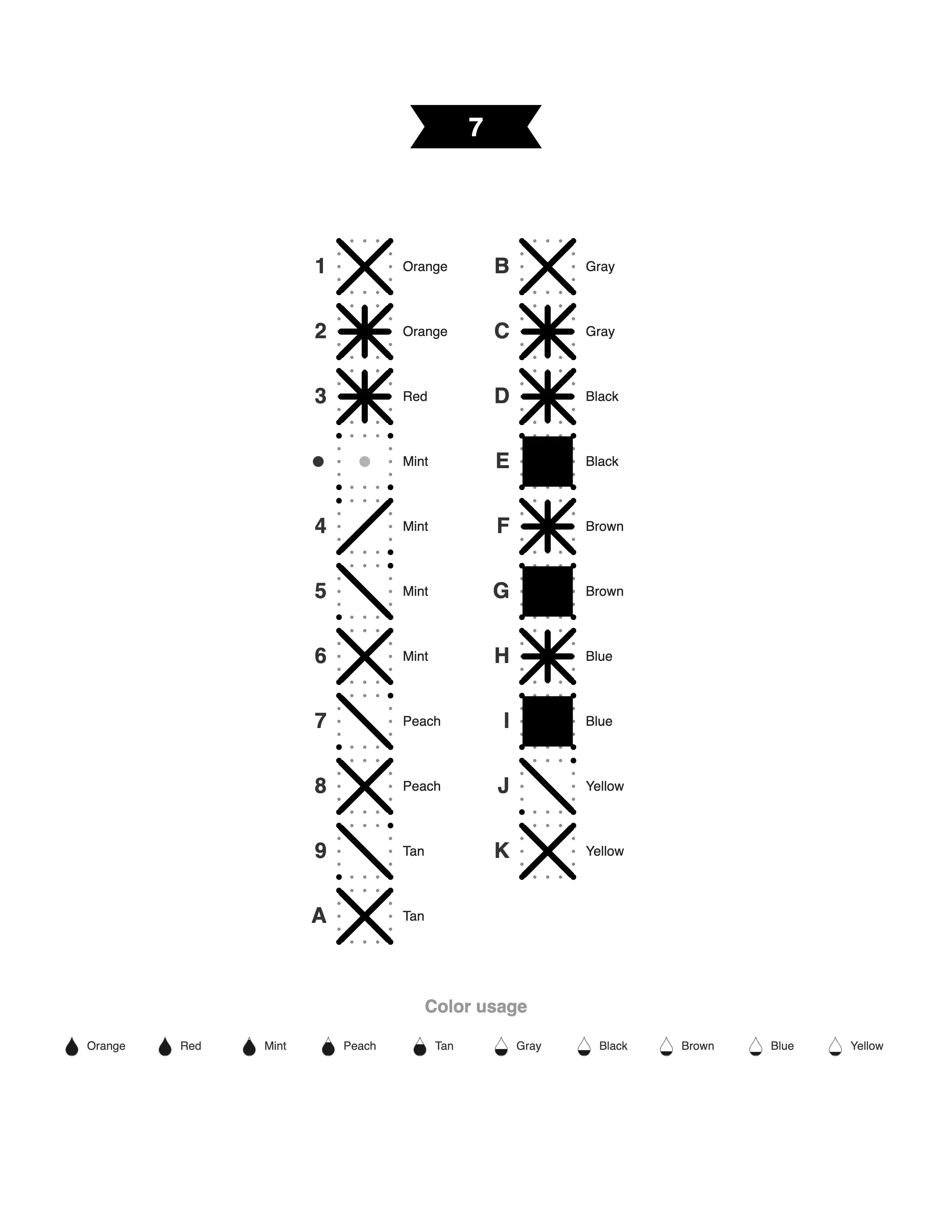 Koi Fish mark key listing each symbol and its color