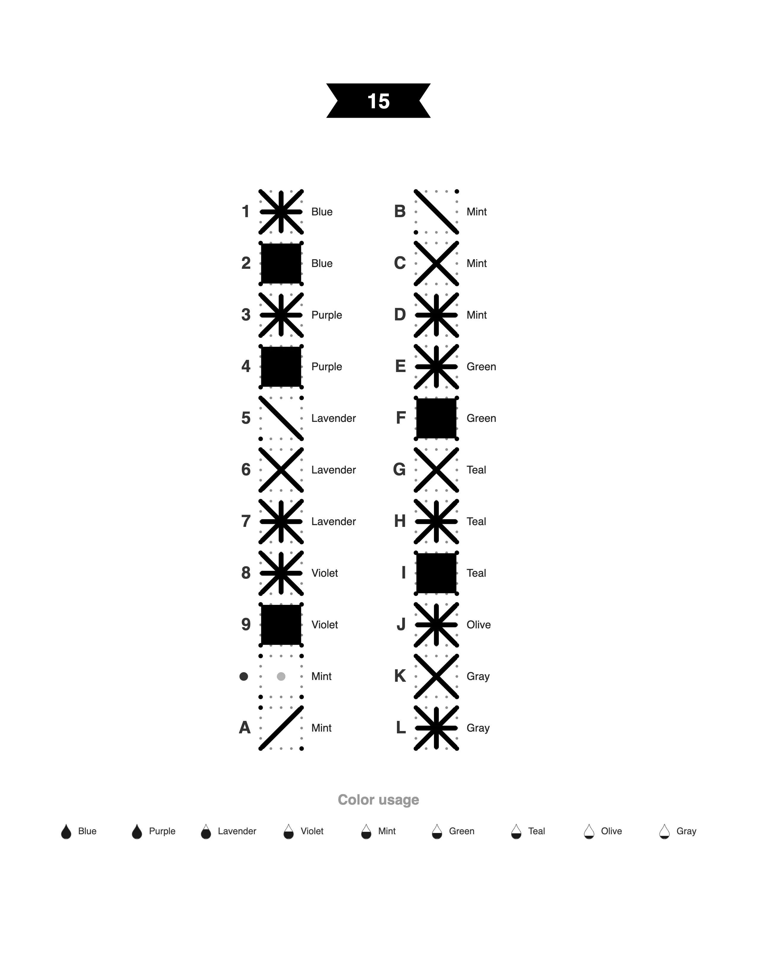 Lavender mark key listing each symbol and its color