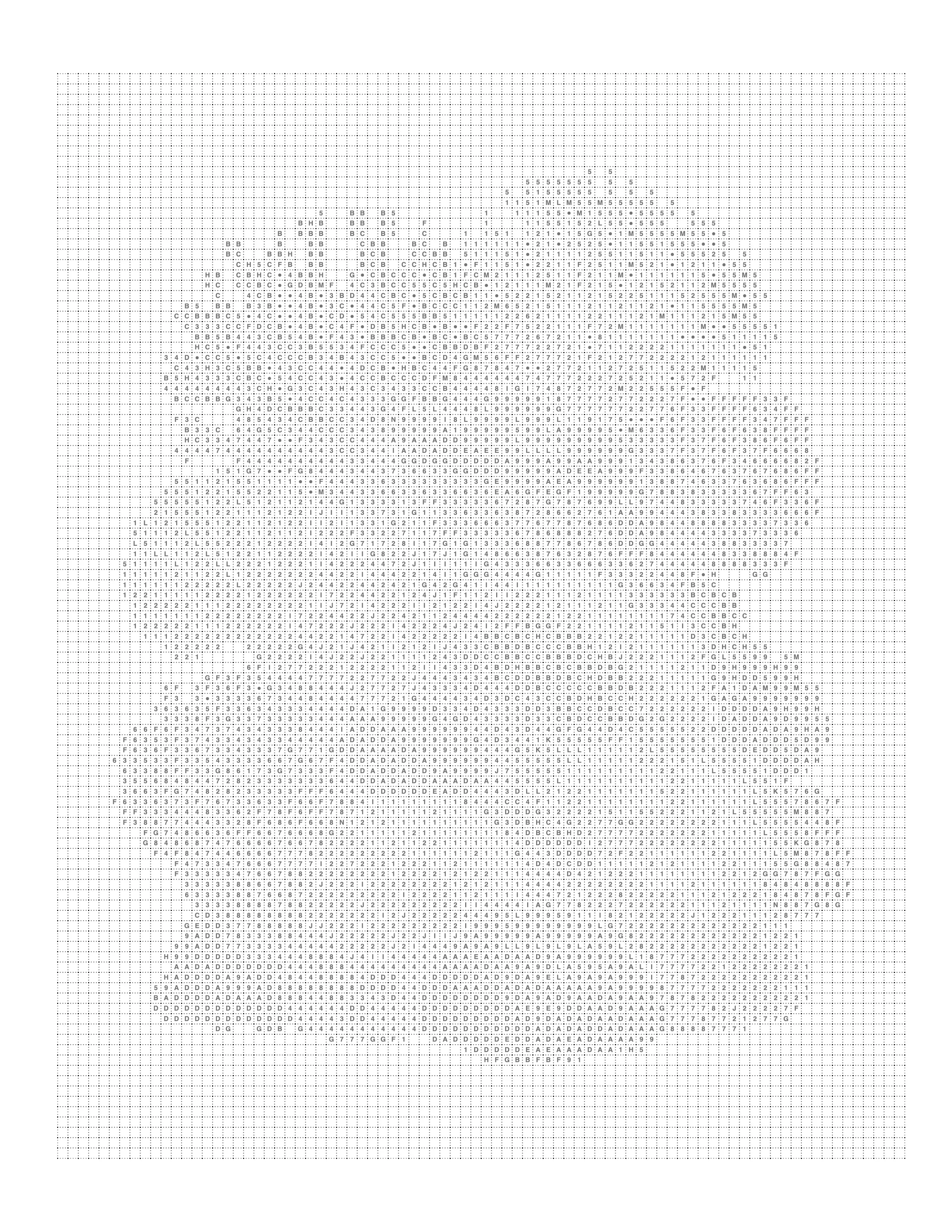 Printable coral reef mark page with the grid and codes, ready to color