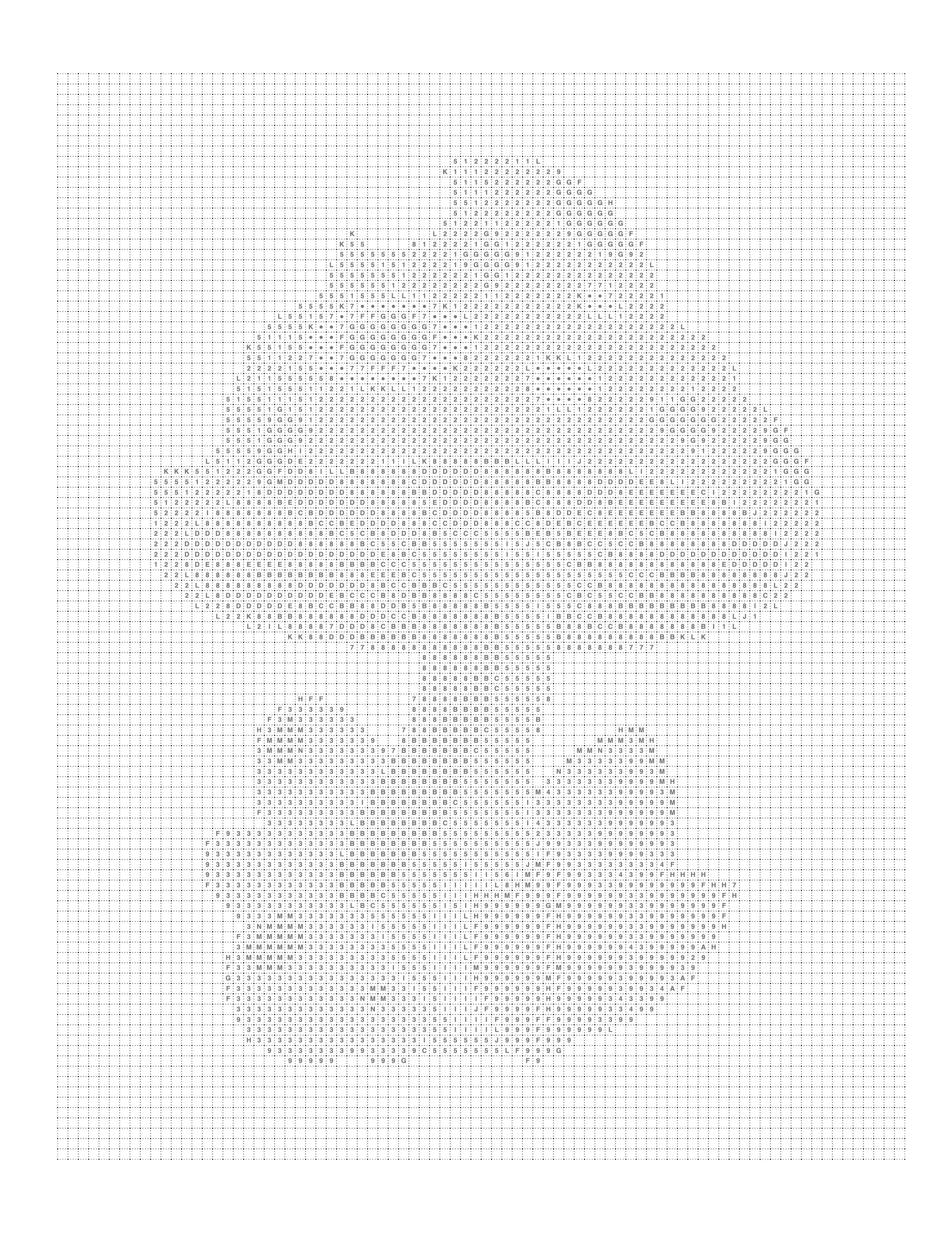 Printable mushroom mark page with the grid and codes, ready to color